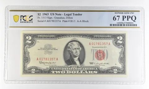 1963 $2 Legal Tender Red Seal Fr#1513 Superb Gem Unc 67 PPQ PCGS a4376