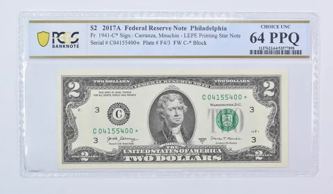 2017 A $2 Philadelphia PA FRN Star Note Fr#1941-C* Choice Unc 64 PPQ PCGS