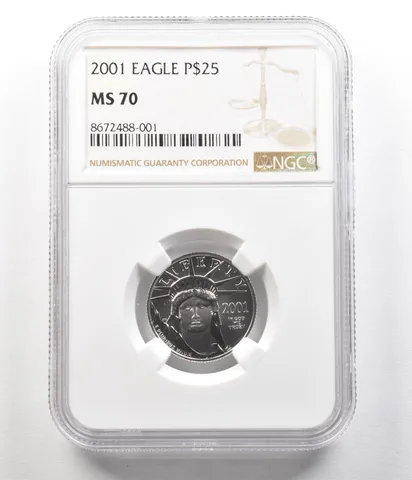 2001 $25 American Platinum Eagle 1/4 Oz Platinum MS70 NGC *4958