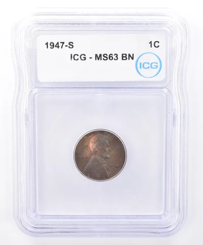 1947-S Lincoln Wheat Cent MS63 BN ICG Beautiful Tone *9297