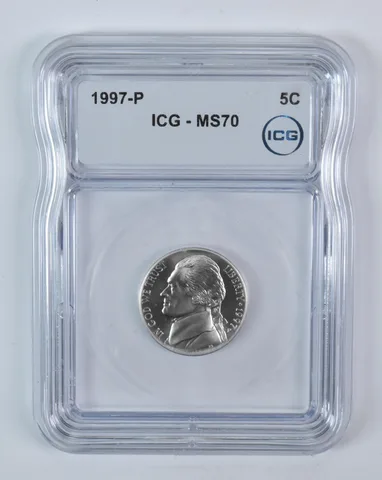 1997-P Jefferson Nickel MS70 ICG Matte Specimen