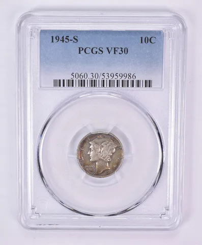 1945-S Mercury Dime VF30 PCGS Beautiful Tone a1108