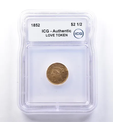 1852 $2.50 Liberty Head Gold Quarter Eagle Love Token Authentic ICG *8390