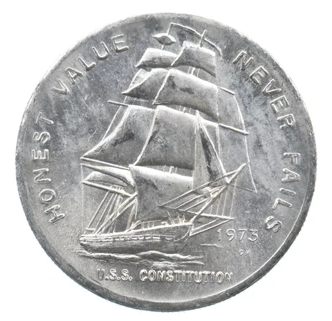 VINTAGE Art Bar/Round 1973 Constitution Mint Honest Value Silver 1 T Oz. *265