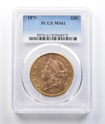 1876 $20 Liberty Head Gold Double Eagle MS61 PCGS *2975