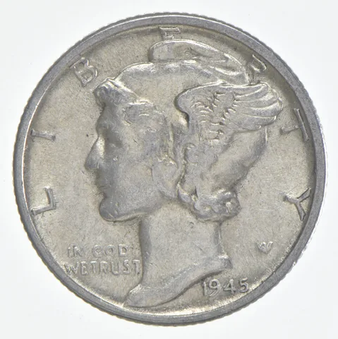 1945-D Mercury Dime 90% Silver AU Almost Unc