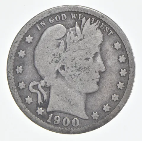 1900-S Barber Quarter 90% Silver VG Condition