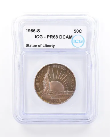 1986-S Statue Of Liberty Commemorative Half Dollar PR68 ICG Beautiful Tone *1776