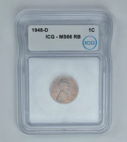 1948-D Lincoln Wheat Cent MS66 RB ICG Beautiful Tone a0994