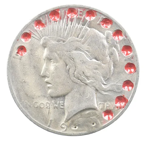 1922-1935-S Peace Silver Dollar Red Dot Hobo Art *1920
