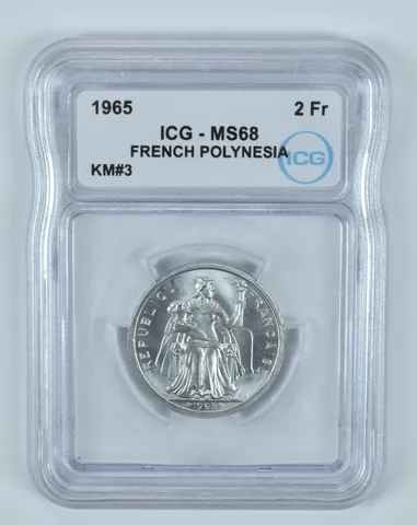1965 French Polynesia 2 Francs KM#3 MS68 ICG a9456