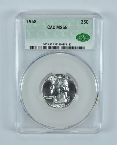 1958 Washington Quarter MS65 CAC CACg