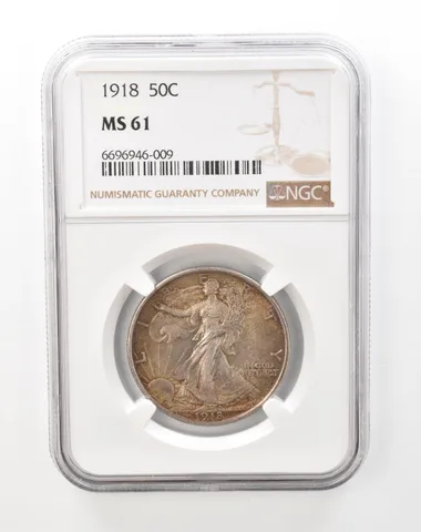 1918 Walking Liberty Half Dollar MS61 NGC Beautifully Toned *2190
