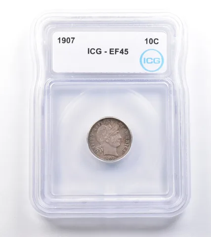 1907 Barber Dime EF45 ICG *4873