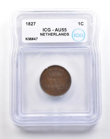 1827 Netherlands 1 Cent KM#47 AU55 ICG *5490