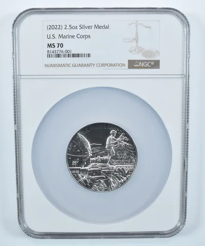 (2022) 2.5 Oz Silver Medal US Marine Corp MS70 NGC Brown Label