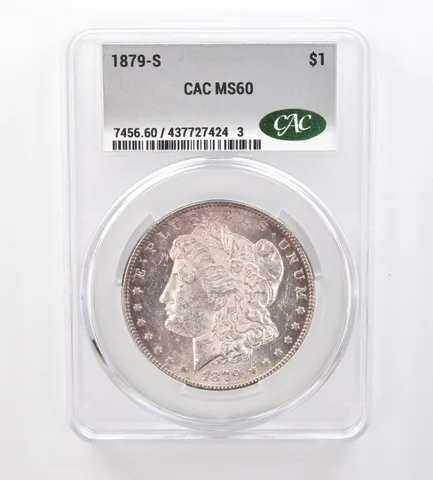 1879-S Morgan Silver Dollar MS60 CAC CACg Beautiful Tone *2520