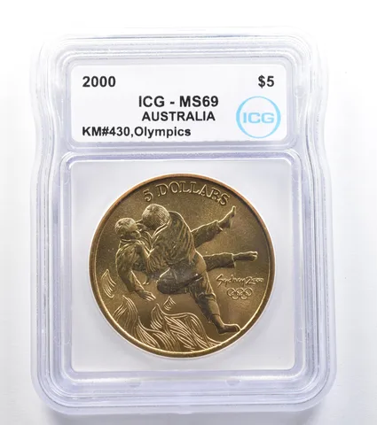 2000 Australia 5 Dollar Sydney Olympics Judo KM#430 MS69 ICG *7910
