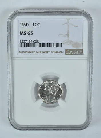 1942 Mercury Dime MS65 NGC Brown Label