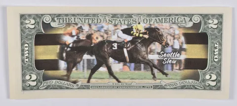2017 $2 Colorized US Note Race Horse - Seattle Slew Custom Printed FRN