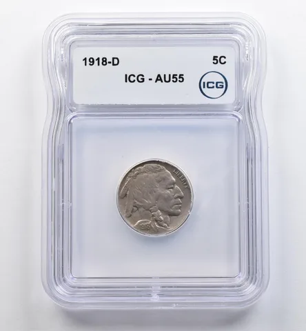 1918-D Indian Head Buffalo Nickel AU55 ICG *9033