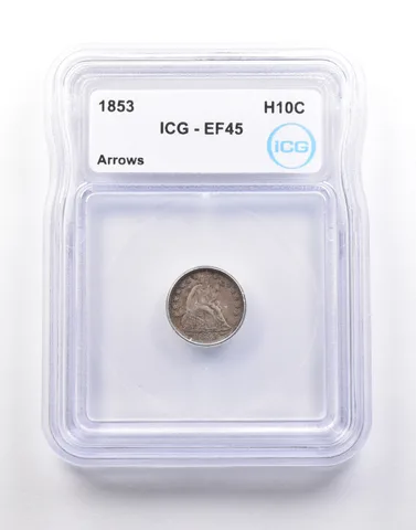 1853 Seated Liberty Half Dime Arrows EF45 ICG *5220