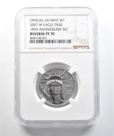 2007-W $50 Platinum Eagle 1/2 Oz Anniversary Set Reverse Proof PF70 NGC