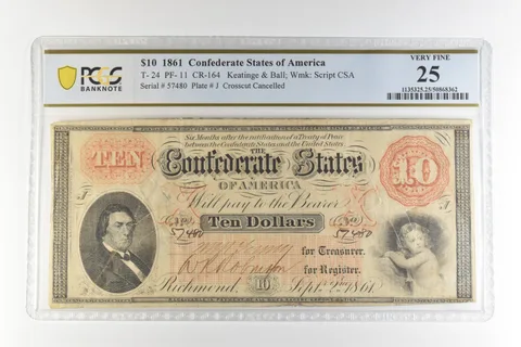 1861 $10 Confederate States America T-24 PF-11 CR-164 Very Fine 25 PCGS *4504