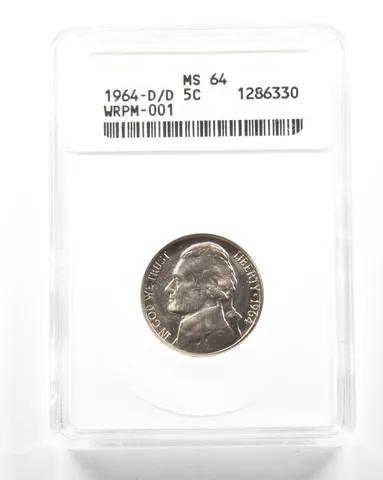1964-D/D Jefferson Nickel WRPM-001 MS64 ANACS *2046