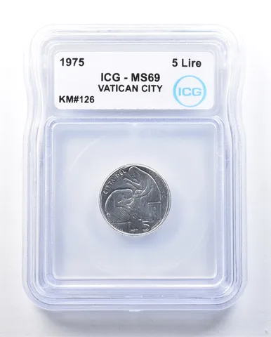 1975 Vatican City 5 Lire KM#126 MS69 ICG *8957