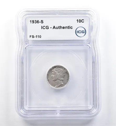 1936-S Mercury Dime FS-110 Authentic ICG *5987