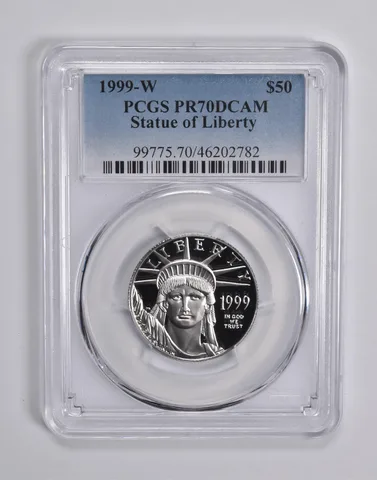 PR70 DCAM 1999-W $50 Statue Of Liberty 1/2 Oz Platinum Eagle PCGS a6635