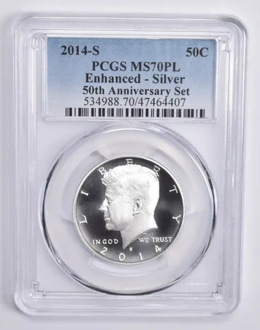 2014-S Kennedy Half Dollar 50th Anniversary Set Enhanced MS70 PL PCGS
