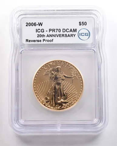 2006-W $50 American Gold Eagle 1 Oz Gold Reverse Proof PR70 DCAM ICG *4391