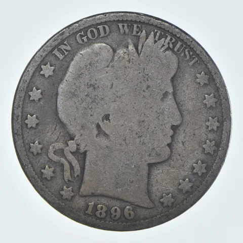 1896 Barber Half Dollar Average Circ 90% Silver