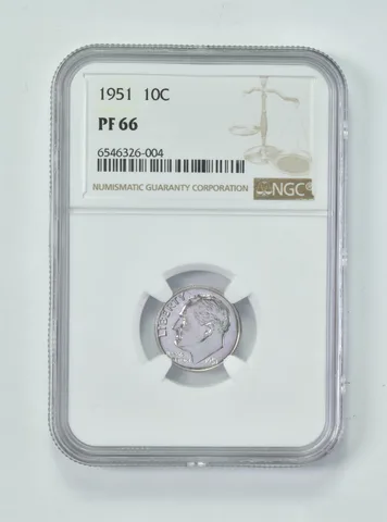 1951 Roosevelt Dime PF66 NGC Brown Lbl
