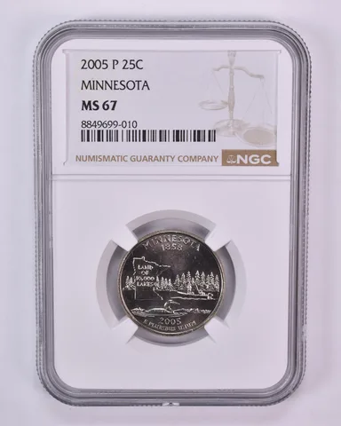 2005-P Washington State Quarter Minnesota MS67 NGC Brown Label