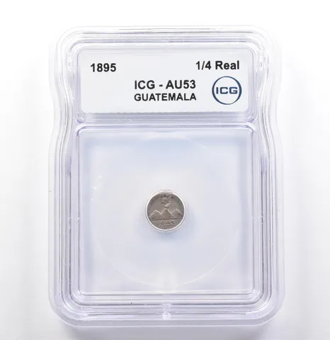 1895 Guatemala 1/4 Real AU53 ICG *9959