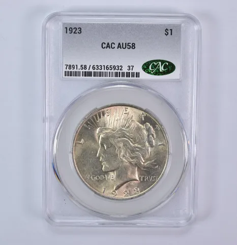 1923 Peace Silver Dollar AU58 CAC CACg