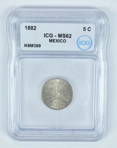 1882 Mexico 5 Centavos KM#399 MS62 ICG *9454