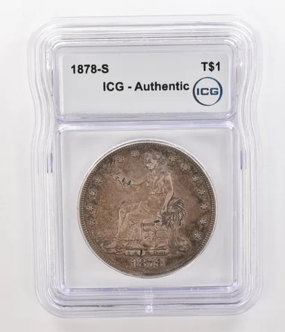 1878-S Seated Liberty Trade Dollar Authentic ICG Beautiful Tone *4762