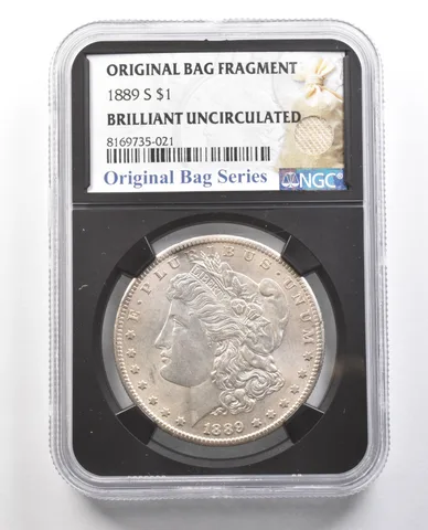 1889-S Morgan Silver Dollar Original Bag Fragment BU NGC *4366