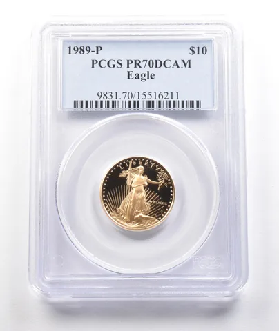 1989-P $10 American Gold Eagle 1/4 Oz Gold PR70 DCAM PCGS