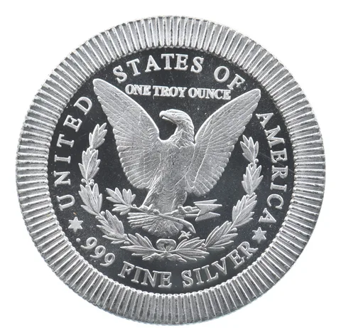 VINTAGE Art Bar/Round Morgan Dollar Design Stacker 1 Oz. Silver One T Ounce *258