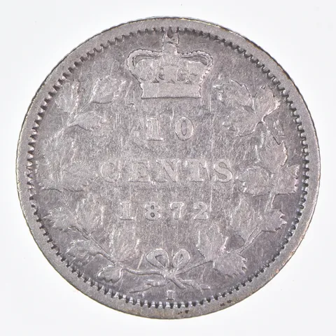Better Date - 1872 Canada 10 Cents World Coin- Silver *091