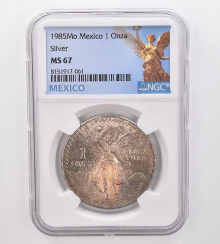 1985 Mo Mexico 1 Onza Silver Libertad MS67 NGC Beautiful Tone *9917