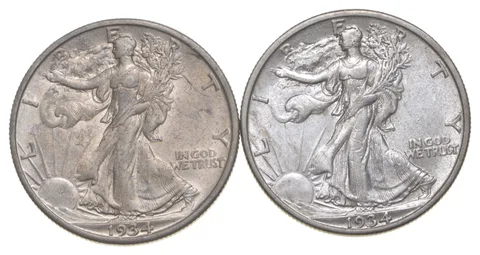 Lot (2) 1934-S Walking Liberty Half Dollars *3621