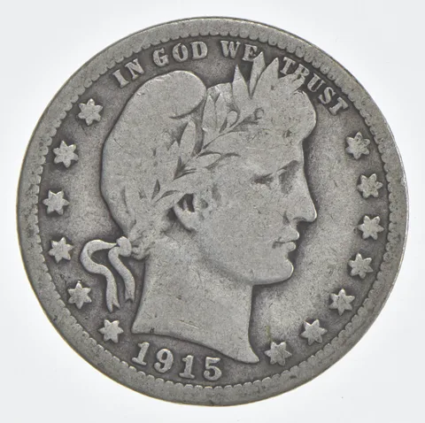 1915-D Barber Quarter 90% Silver VG Condition
