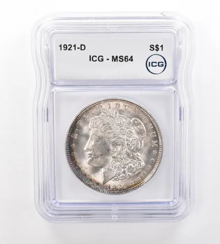 1921-D Morgan Silver Dollar MS64 ICG Peripheral Tone *7547