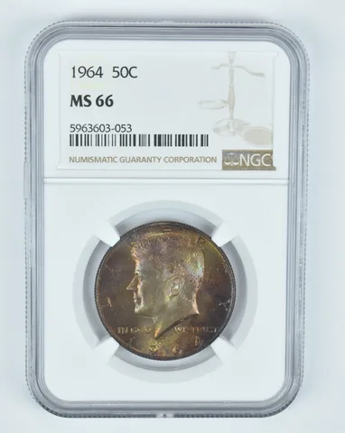 MS66 1964 Kennedy Half Dollar - Graded NGC AWESOME Tone *8789